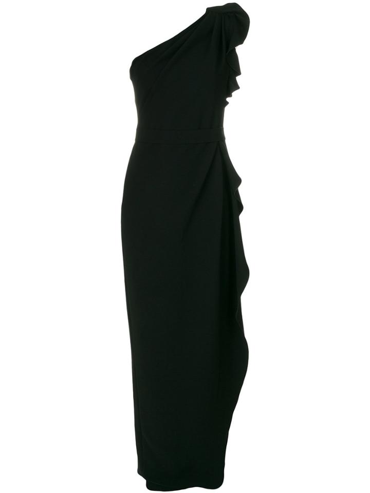 Max Mara Ruffled One Shoulder Dress - Black