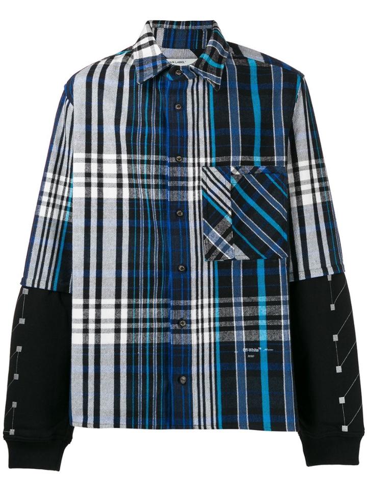 Off-white Plaid Two-layer Shirt - Blue