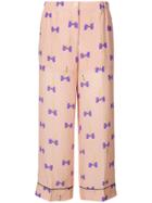 Miu Miu Bow Print Trousers - Pink & Purple