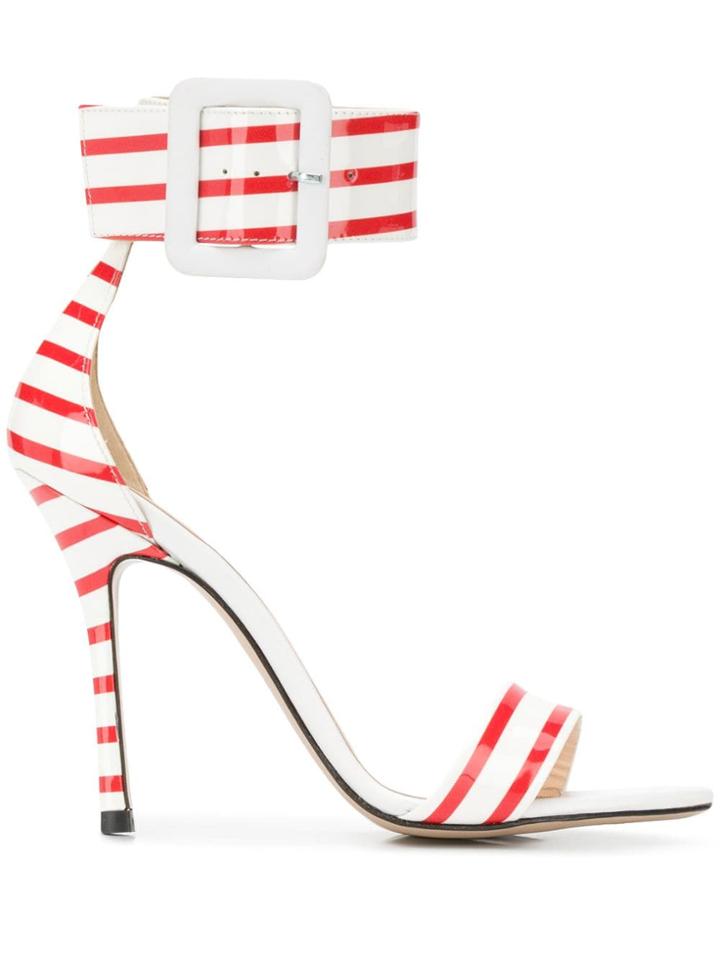 Marc Ellis Striped Stiletto Sandals - White
