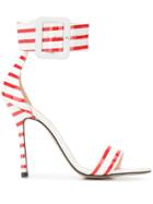 Marc Ellis Striped Stiletto Sandals - White