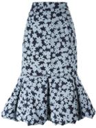 Julien David Pleated Hem Floral Skirt