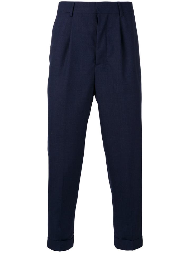 Ami Alexandre Mattiussi - Tapered Cropped Trousers - Men - Polyester/wool - 38, Blue, Polyester/wool