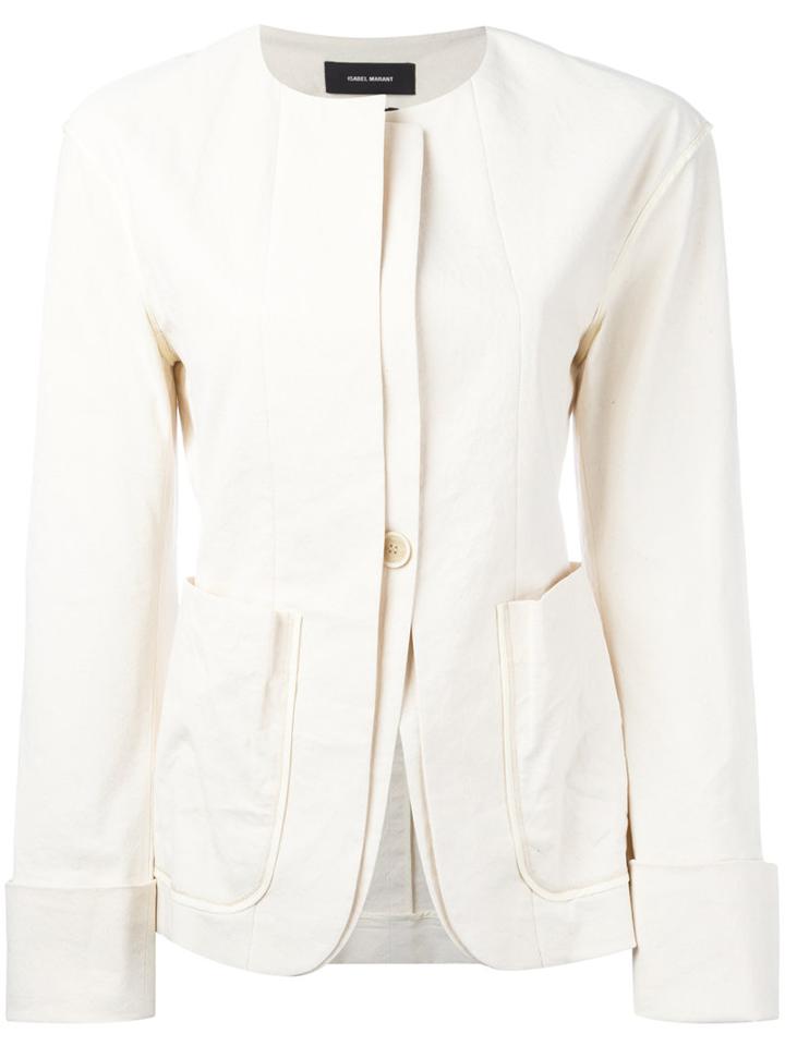 Isabel Marant - Collarless Layered Blazer - Women - Cotton/spandex/elastane/viscose - 38, Nude/neutrals, Cotton/spandex/elastane/viscose