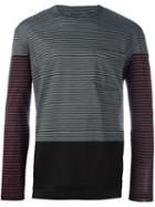 Lanvin Striped Panel Pocket T-shirt, Men's, Size: Large, Black, Cotton