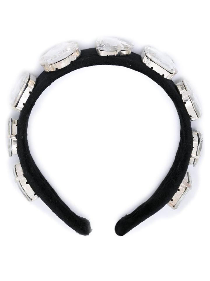 No21 Oversized Embellished Hair Band, Women's, Black, Polyester/brass/metal/glass