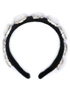 No21 Oversized Embellished Hair Band, Women's, Black, Polyester/brass/metal/glass