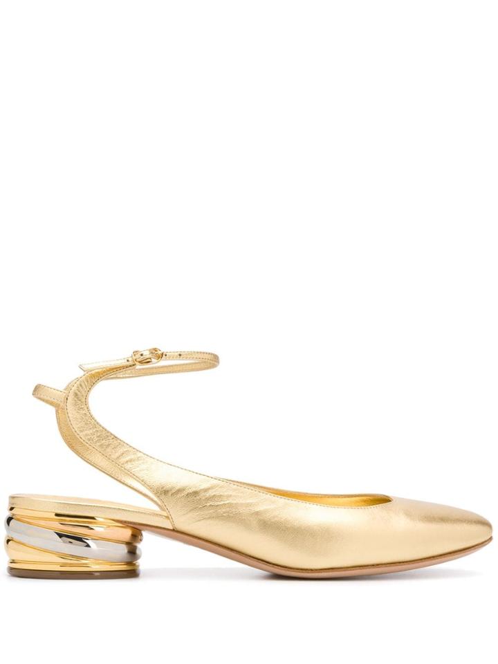 Casadei Trio Round-toe Pumps - Gold