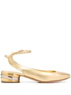 Casadei Trio Round-toe Pumps - Gold