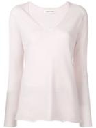 Lamberto Losani V-neck Jumper - Pink & Purple