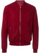 Dolce & Gabbana Bomber Jacket, Men's, Size: 54, Red, Polyamide/polyester/calf Leather