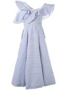 Self-portrait Striped Flared Dress - Blue