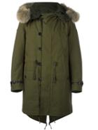 Valentino Oversized Parka, Men's, Size: 50, Green, Cotton/calf Leather/polyamide/marmot Fur