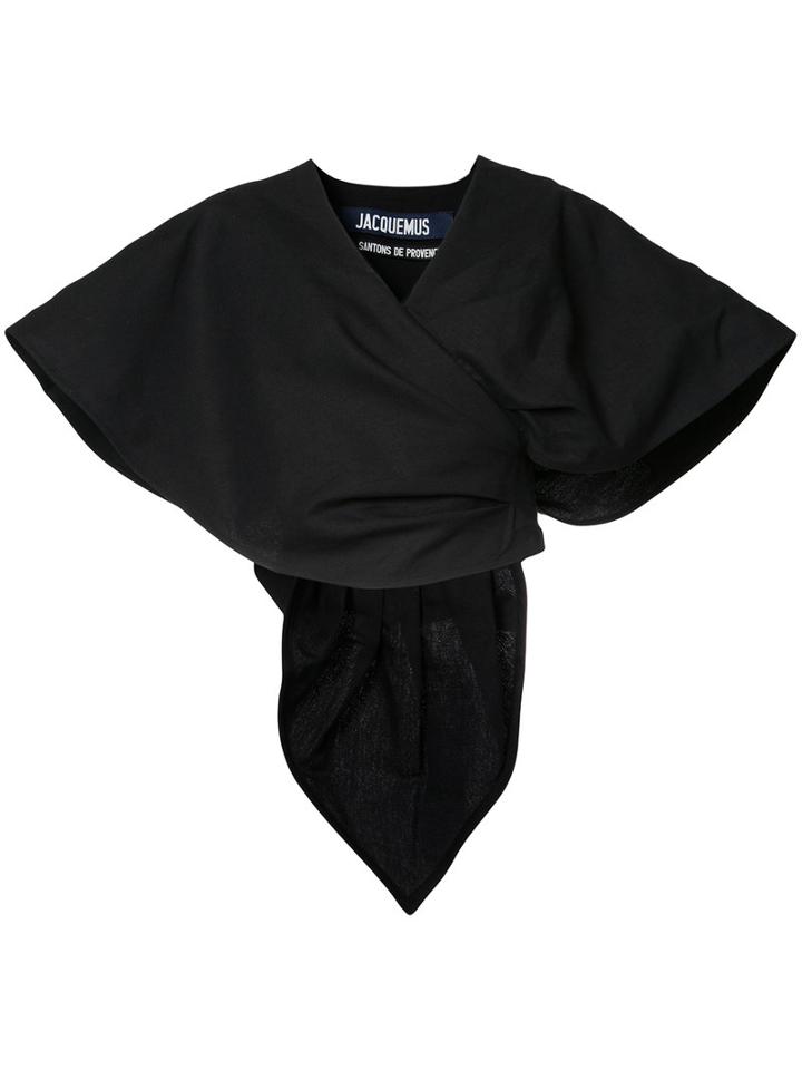 Jacquemus - Flared Shoulder Top - Women - Cotton/linen/flax - 34, Black, Cotton/linen/flax