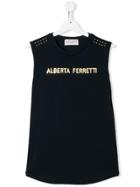 Alberta Ferretti Kids Logo Print Tank Top - Blue