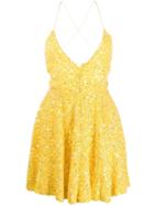 Retrofete Star Embroidered Flared Dress - Yellow