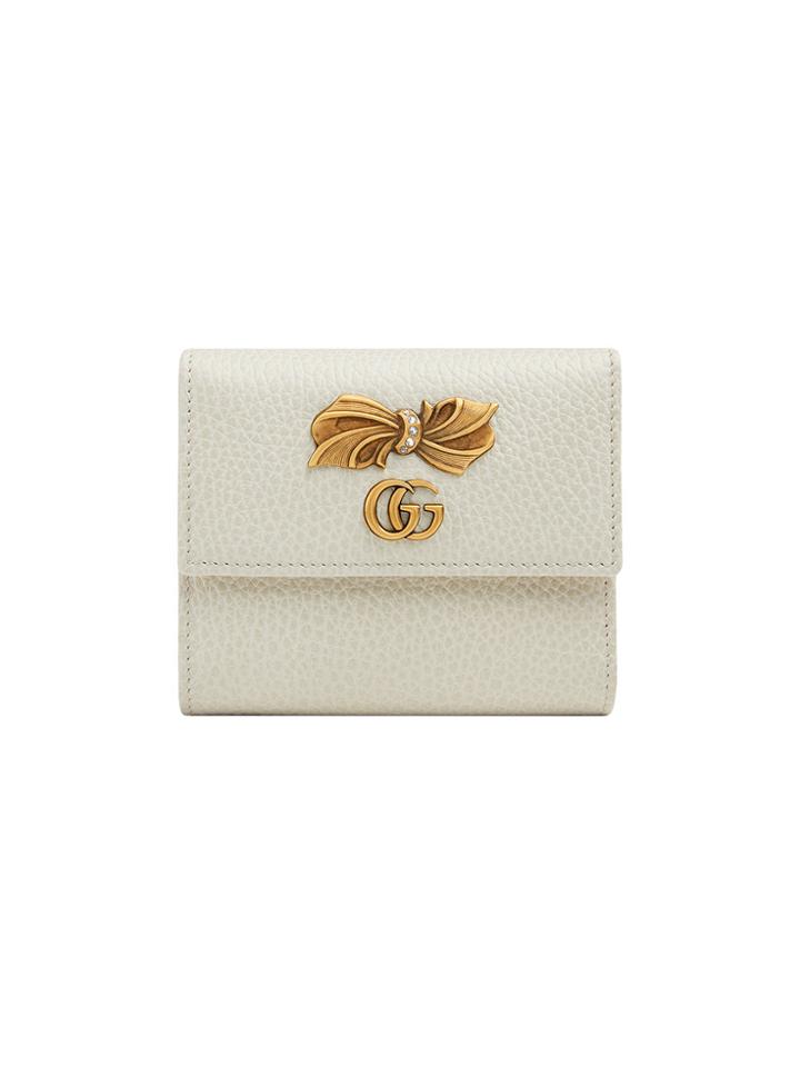 Gucci Leather Wallet With Bow - Nude & Neutrals