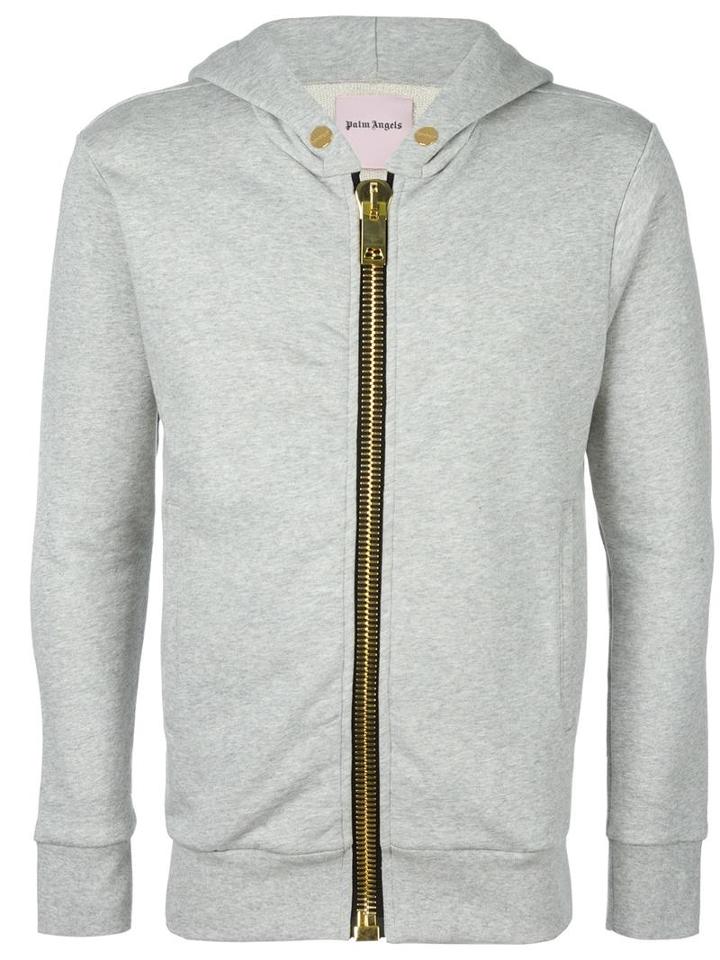 Palm Angels Maxi Zipped Hoodie, Size: Small, Grey, Cotton