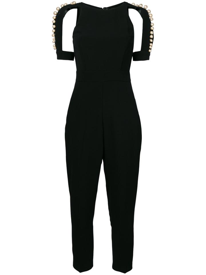 Elisabetta Franchi Cut Out Detail Jumpsuit With Faux Pearl