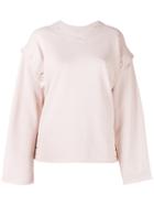 Mm6 Maison Margiela - Buttoned Sweatshirt - Women - Cotton - M, Pink/purple, Cotton