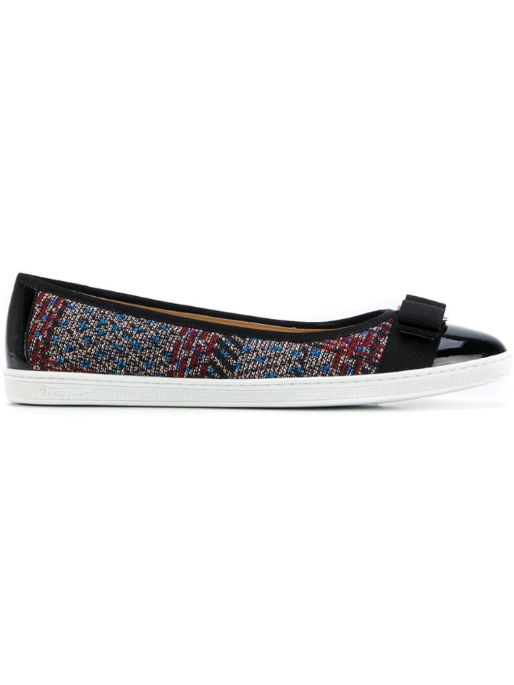Salvatore Ferragamo Tweed Vara Ballerinas - Black