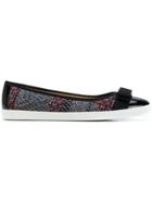Salvatore Ferragamo Tweed Vara Ballerinas - Black