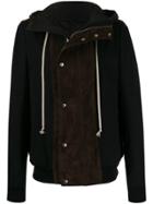 Rick Owens Leather Panel Hooded Jacket - Black