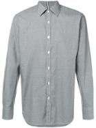 Canali Micro Houndstooth Print Shirt - Blue