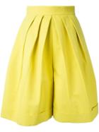 Delpozo Front Pleat Shorts, Women's, Size: 38, Yellow/orange, Cotton