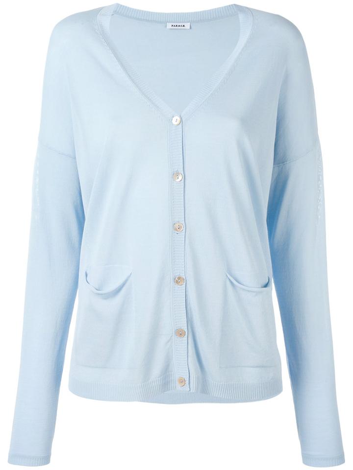 P.a.r.o.s.h. - V-neck Cardigan - Women - Cotton/viscose - M, Blue, Cotton/viscose