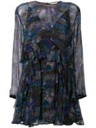 Iro Abstract Print Sheer Dress - Blue