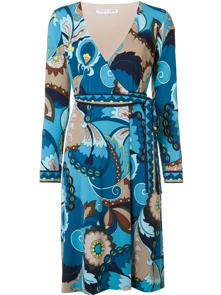 Trina Turk Abstract Print V-neck Dress