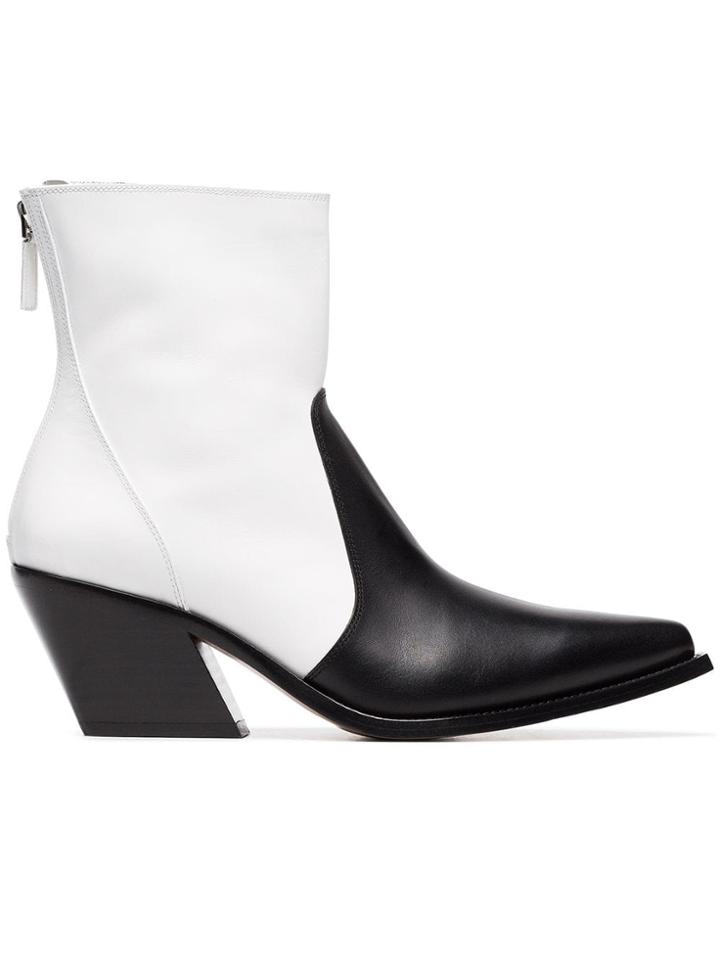 Givenchy Black And White Zip Fastening 60 Leather Cowboy Boots