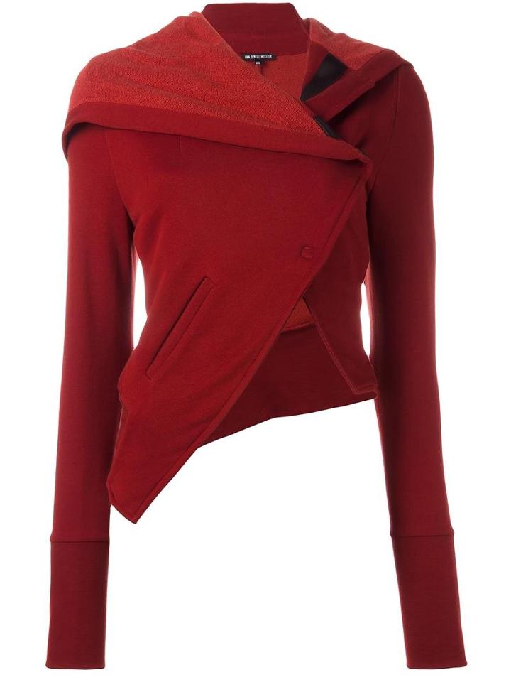 Ann Demeulemeester Asymmetric Cropped Jacket, Women's, Size: Small, Red, Cotton/lyocell