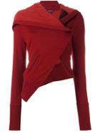 Ann Demeulemeester Asymmetric Cropped Jacket, Women's, Size: Small, Red, Cotton/lyocell