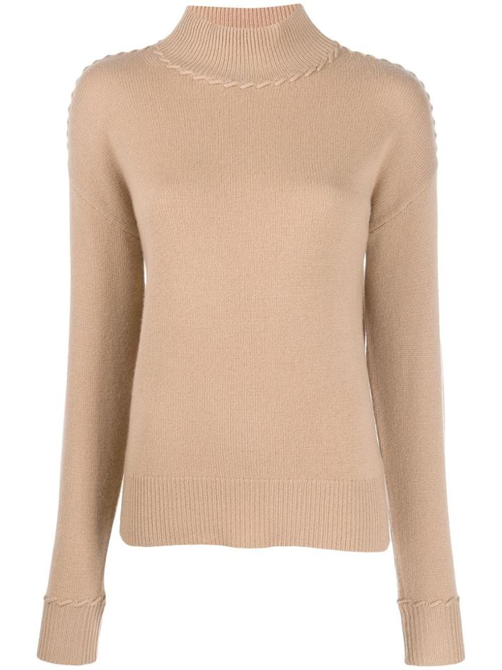 Theory Cashmere Stitch Detail Jumper - Neutrals