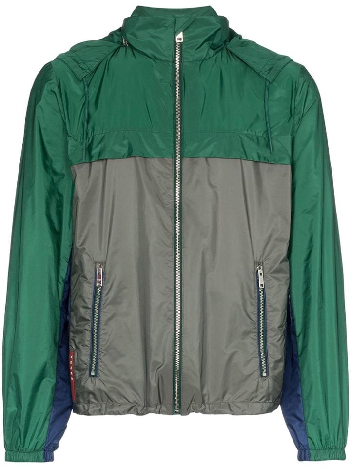 Prada Green And Grey Hooded Jacket