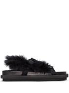 Sacai Faux Fur Buckled Sandals - Black