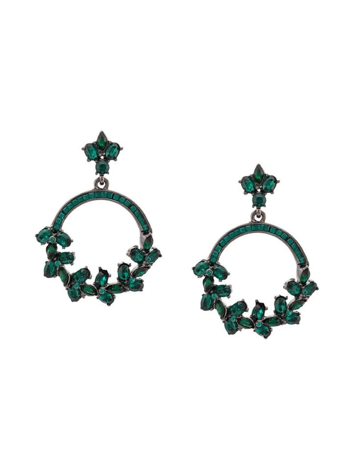 Oscar De La Renta Crystal Hoop Earrings - Green