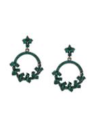 Oscar De La Renta Crystal Hoop Earrings - Green