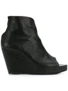 The Last Conspiracy Ruched Peep Toe Booties - Black