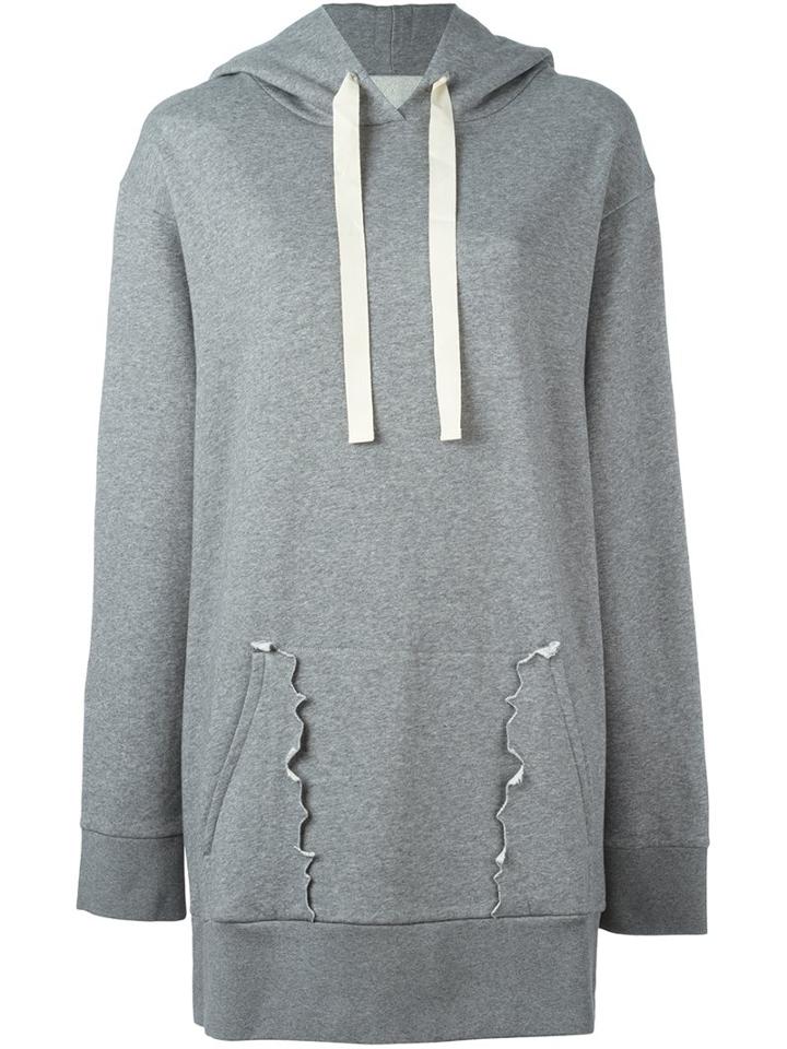 Mm6 Maison Margiela Oversize Hoodie, Women's, Size: Xs, Grey, Cotton/polyester