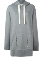 Mm6 Maison Margiela Oversize Hoodie, Women's, Size: Xs, Grey, Cotton/polyester