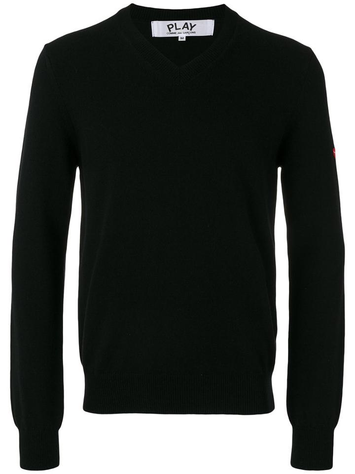 Comme Des Garçons Play - Embroidered Heart Patch Sweatshirt - Men - Wool - Xl, Black, Wool