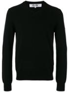 Comme Des Garçons Play - Embroidered Heart Patch Sweatshirt - Men - Wool - Xl, Black, Wool