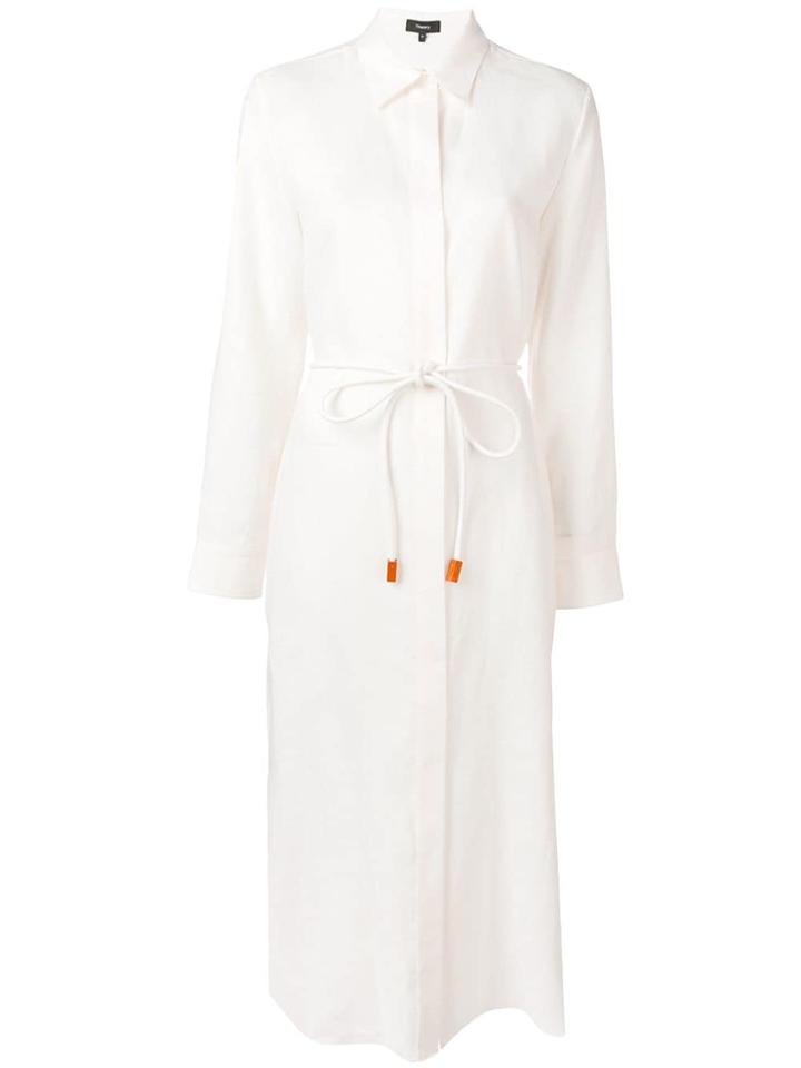 Theory Belted Shirt Dress - White