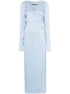Rotate V-neck Tie Waist Wrap Dress - Blue