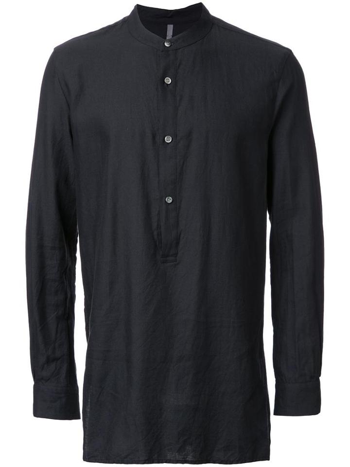 Kazuyuki Kumagai Henley Shirt, Men's, Size: 3, Black, Cotton/wool