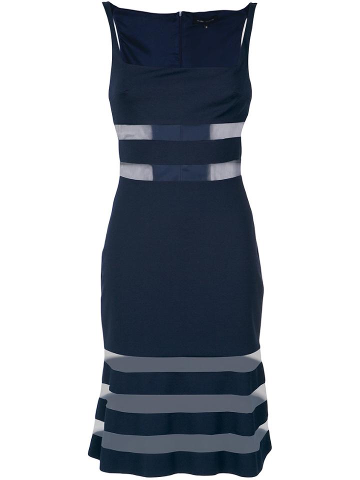 Gloria Coelho Sheer Panels Striped Dress - Blue