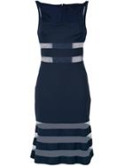 Gloria Coelho Sheer Panels Striped Dress - Blue